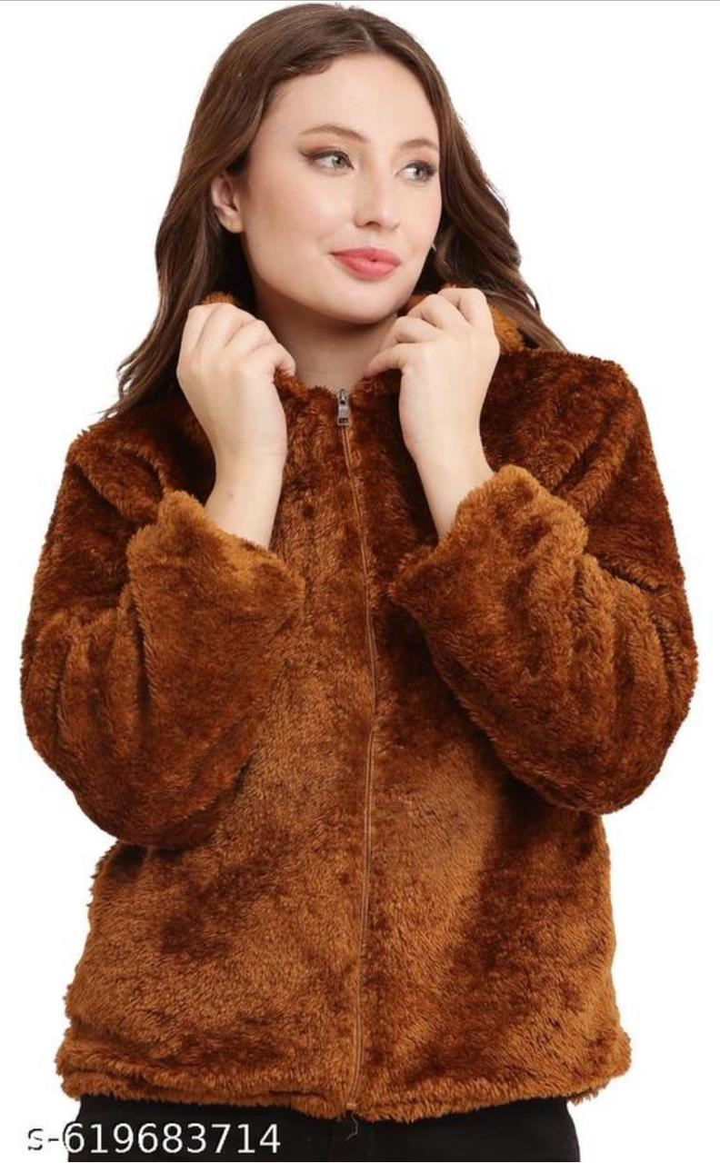 Girls Soft Faux fur Jacket | Winter Wear Zip-Up Hoodie