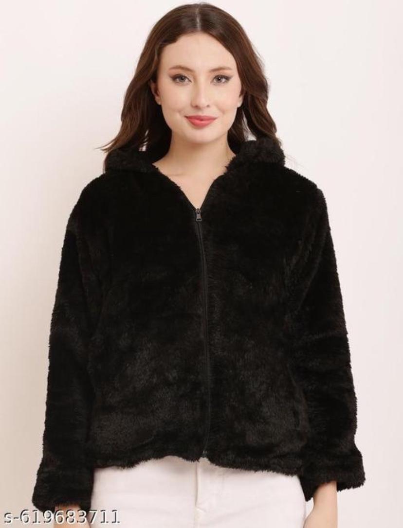 Girls Soft Faux fur Jacket | Winter Wear Zip-Up Hoodie
