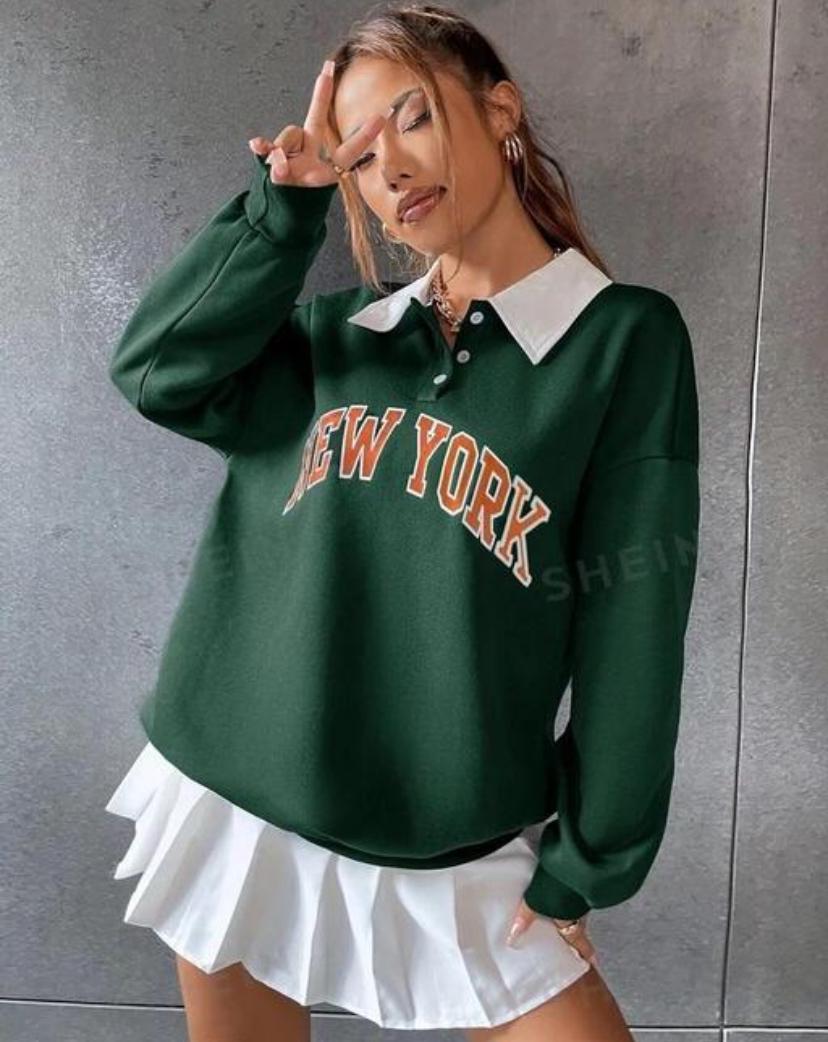 Collar Sweathsirt Full Sleeves Printed Winter Wear for Women