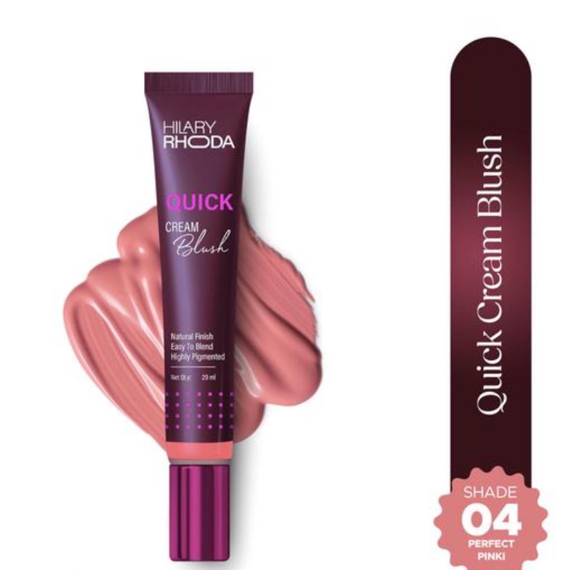 Hilary Rhoda Quick Cream Blush | High Pigmented & Dewy Finish | Long-Lasting | Buildably Coverage | Weightless and Easy to apply | Cream Blush | 20ml