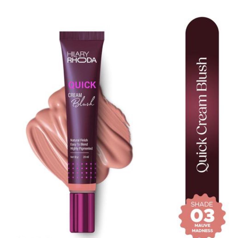 Hilary Rhoda Quick Cream Blush | High Pigmented & Dewy Finish | Long-Lasting | Buildably Coverage | Weightless and Easy to apply | Cream Blush | 20ml