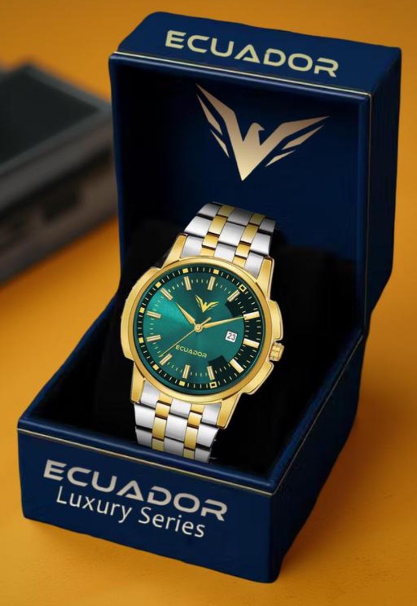 Ecuador 3D Luxury Date Functioning HMTS Quartz Analog Wrist Watch For Men