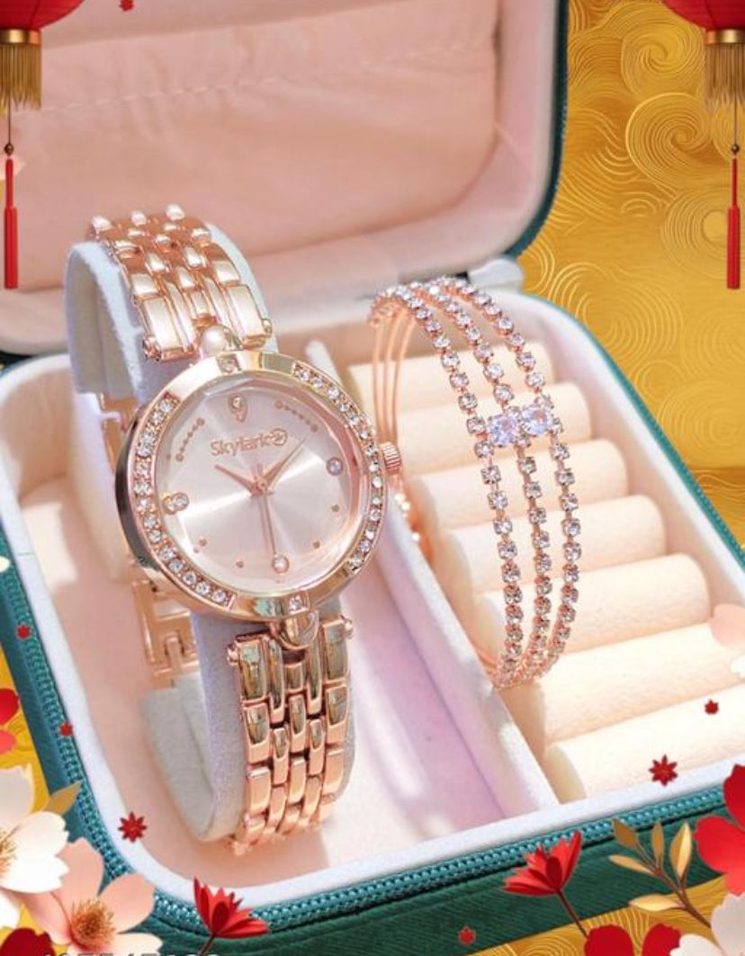 U.K Collection Luxury New Arrival Stylish Attractive Ethnic Rose Gold Bracelet Look Analog Watch For Girls & Women
