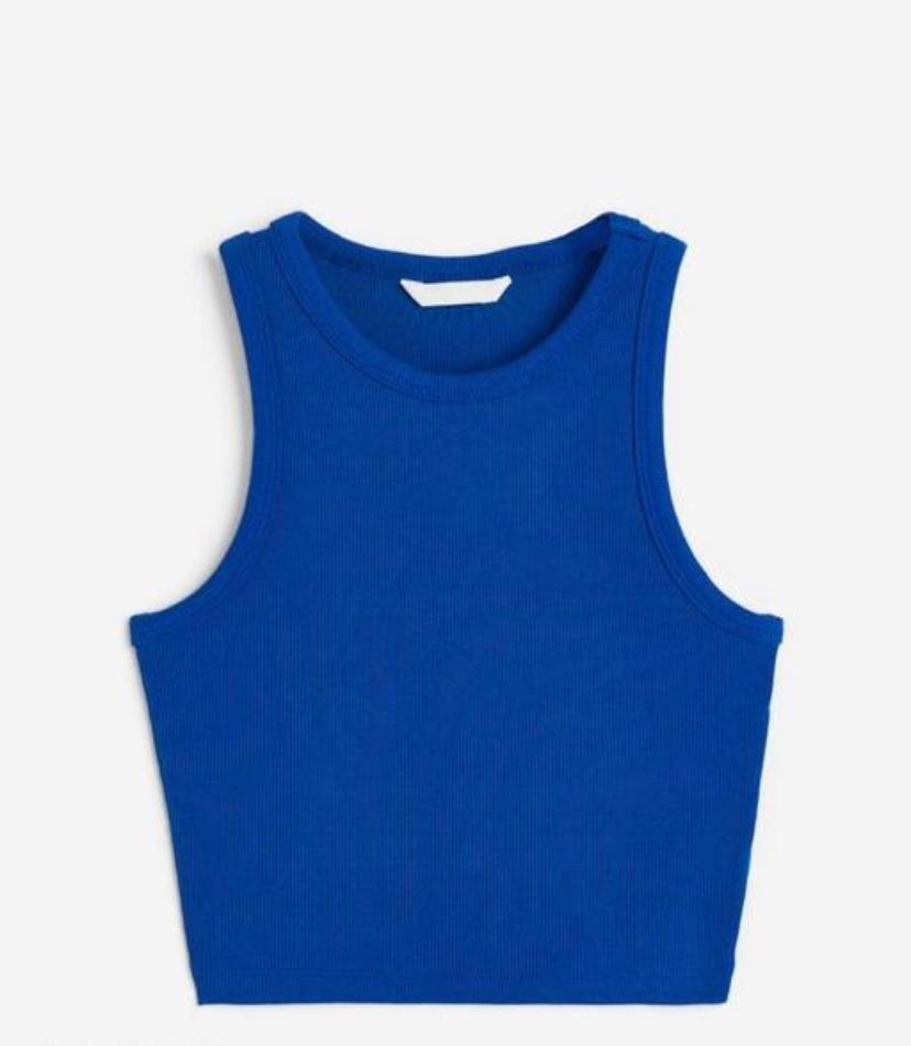 TANK CROP TOP ROUND NECK BLUE