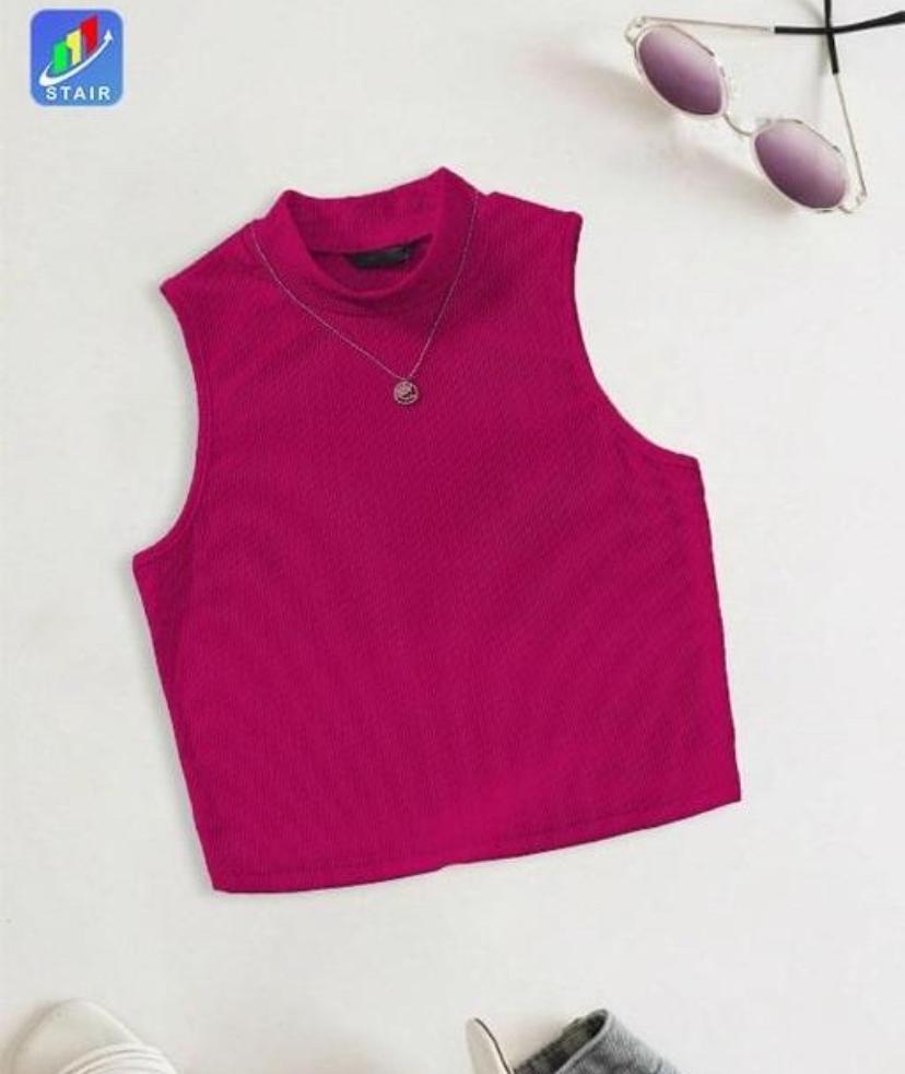 TANK CROP TOP ROUND NECK BLUE