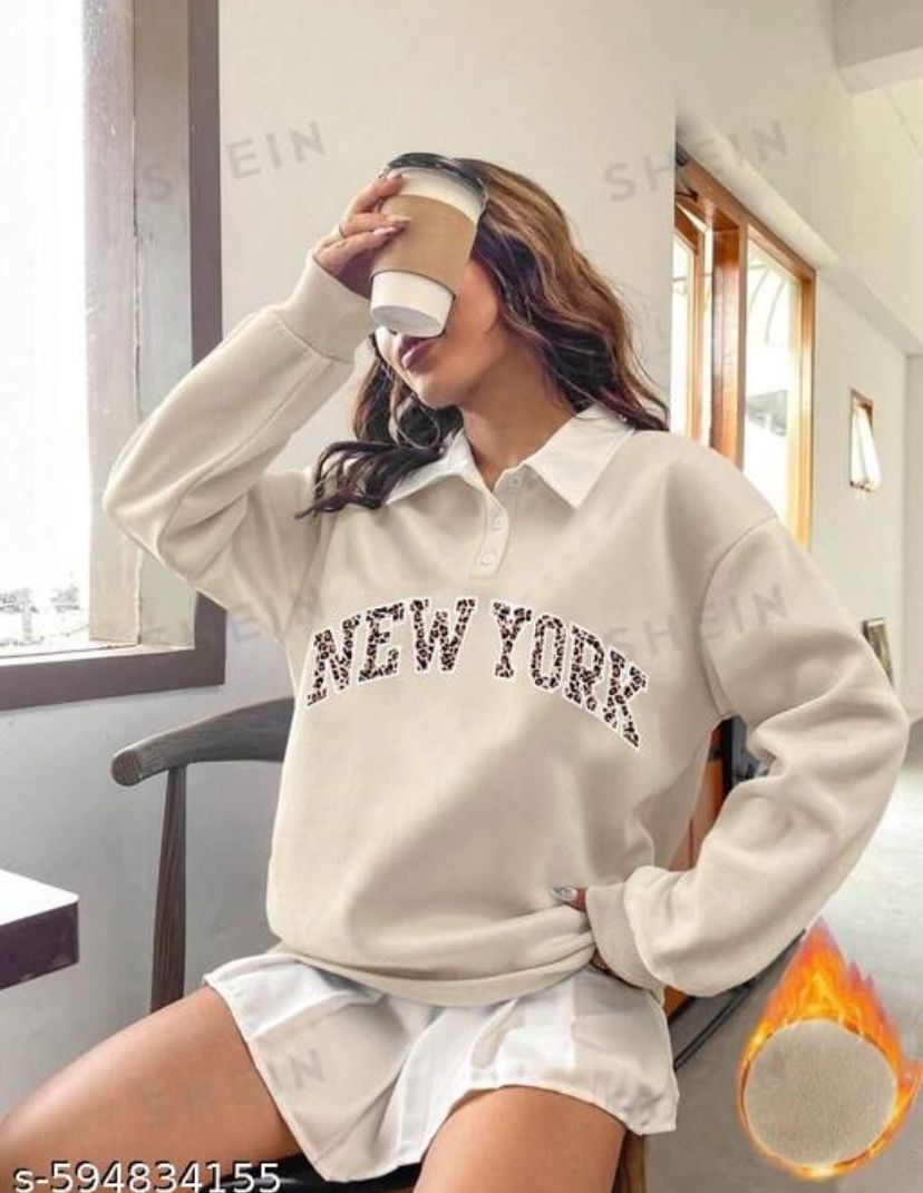 Collar Sweathsirt Full Sleeves Printed Winter Wear for Women