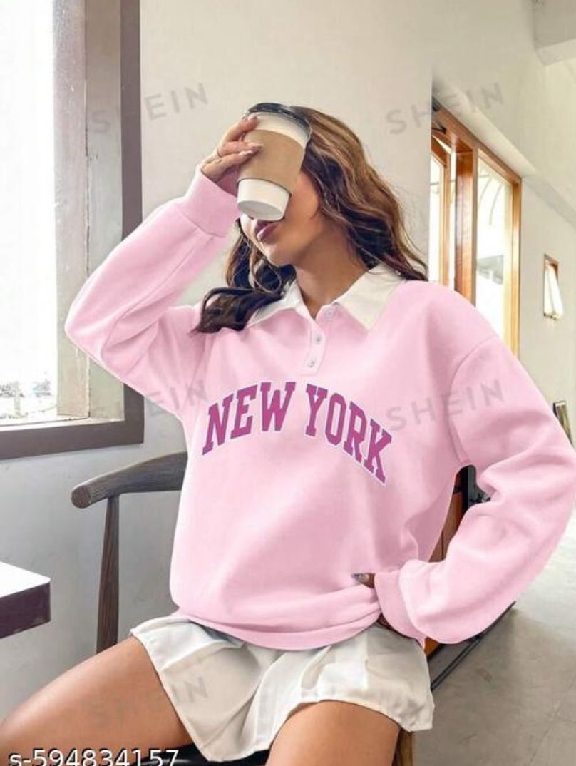 Collar Sweathsirt Full Sleeves Printed Winter Wear for Women