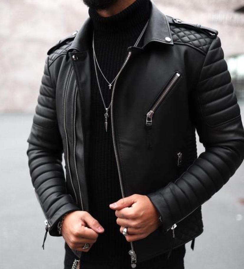 Mens Leather Biker Jacket