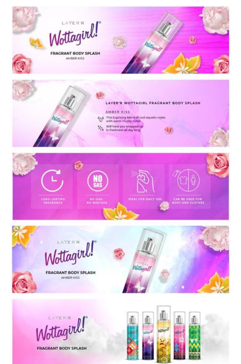 LAYER'R Wottagirl! Secert Crush & Amber Kiss Long Lasting Body Spray Combo pack 2-60ml