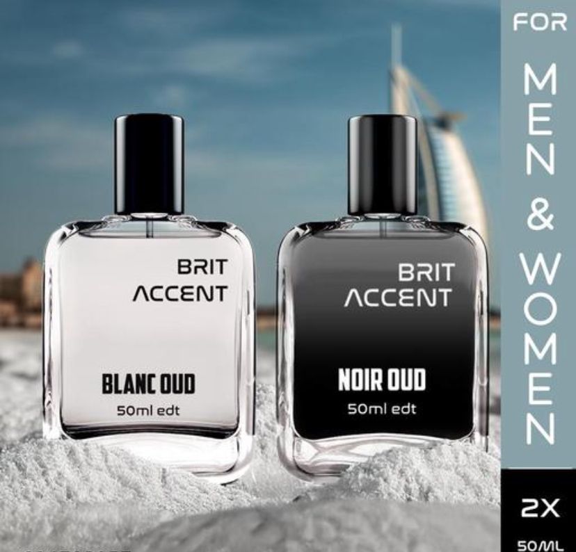 BRIT ACCENT Combo of Noir Oud & Blanc Oud Perfume long Lasting 2x50ml - 100ml