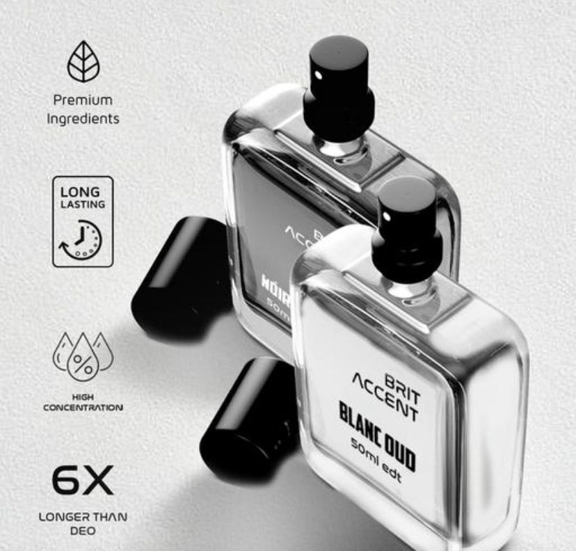 BRIT ACCENT Combo of Noir Oud & Blanc Oud Perfume long Lasting 2x50ml - 100ml