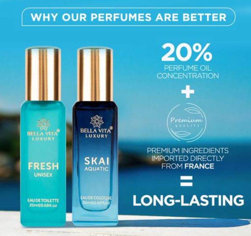 Bella Vita Luxury Unisex FRESH+SKAI Perfume Combo for Men and Women 40ml (Pack of 2)