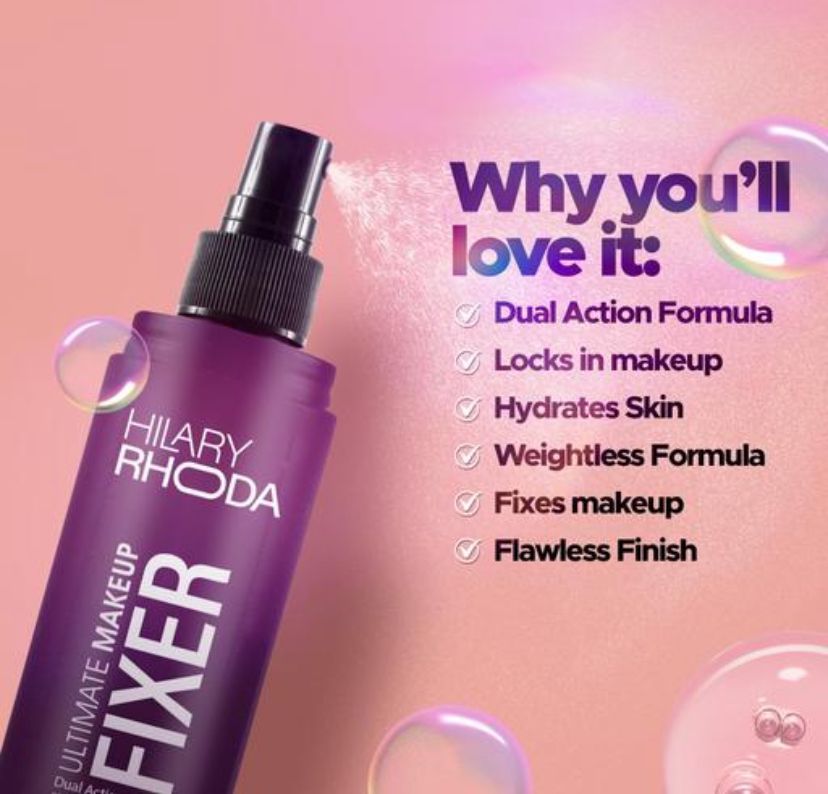 Hilary Rhoda Ultimate Makeup Fixer Infused with Niacinamide & Hyaluronic Acid Hydrates, Soothes & Refreshes Skin Dual Action & Weightless Formula Setting Spray 100ml