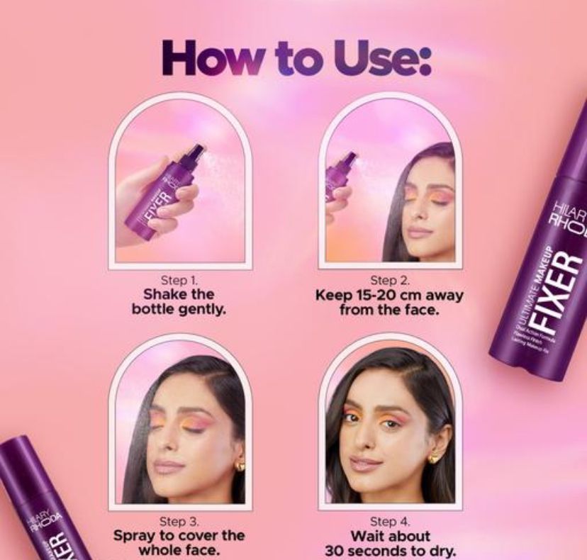 Hilary Rhoda Ultimate Makeup Fixer Infused with Niacinamide & Hyaluronic Acid Hydrates, Soothes & Refreshes Skin Dual Action & Weightless Formula Setting Spray 100ml