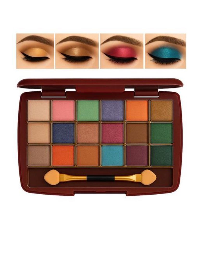 Combo Pack Of Matte Mini Red Edition Lipstick 4, Eyeshadow, 5Pc Makeup Brush,36H Eyeliner, PUFF, Primer,Fixer,Compact,Foundation,Concealer(Pack of 10pcs)