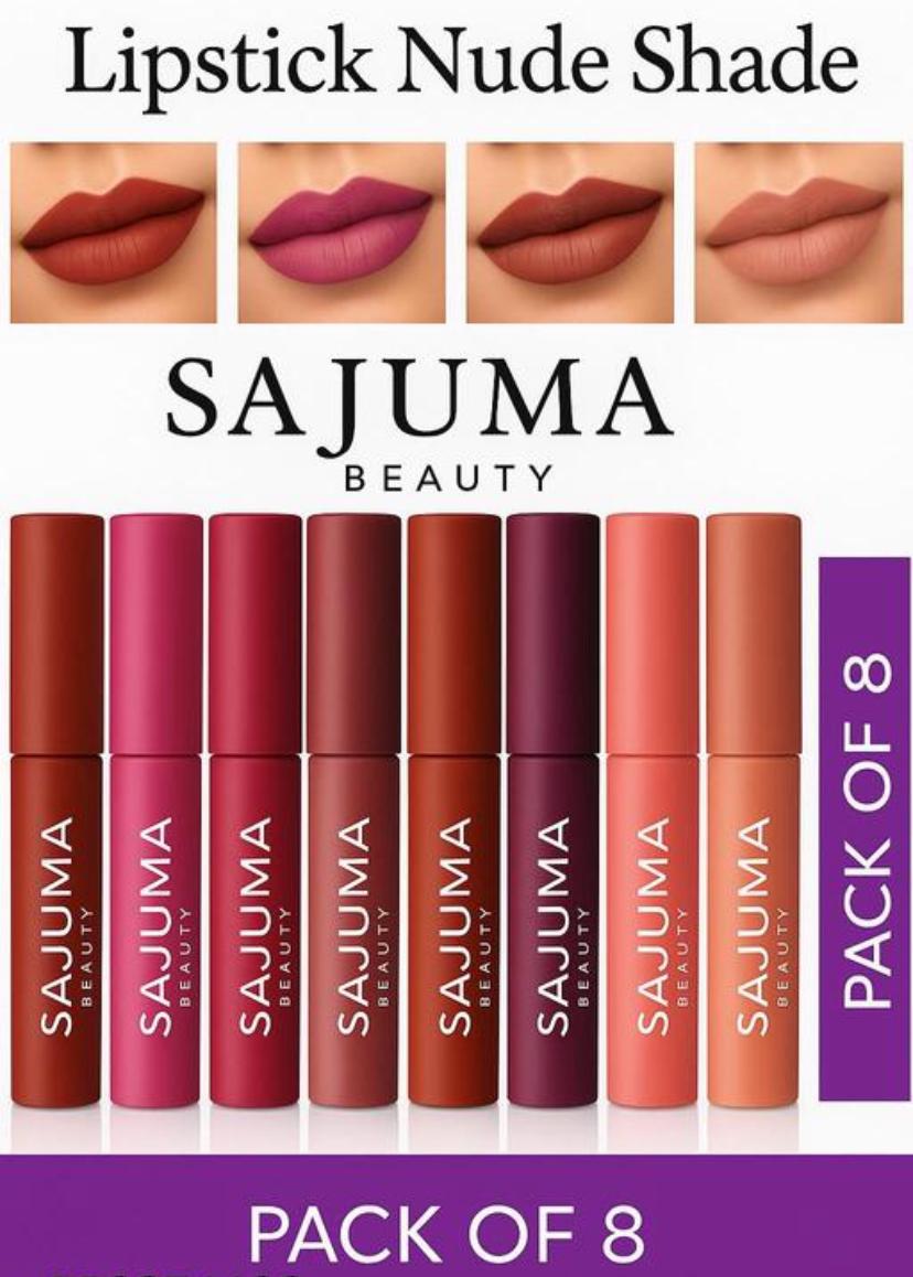 Sajuma Beauty new hot Looking New Velvet Long lasting Waterproof Lipistik Combo Pack of 8