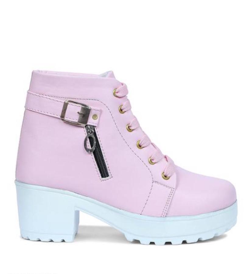 EVOLTAR women buckle design zipper synthetic heel boot