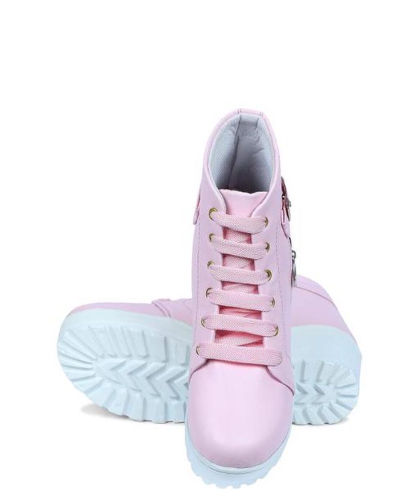 EVOLTAR women buckle design zipper synthetic heel boot