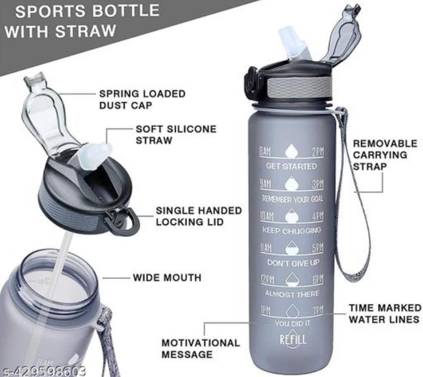 PAYABLE 1L Sipper Water Bottle with Motivational Time Marker,Sipper Bootle For Adults