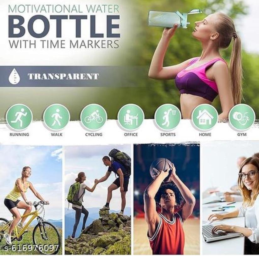 INDIA 2 Ltr Capacity Belt Straw Transperent Motivational Water Bottles | Time Marker Leak Proof & Break-Proof | Best Usage For Office,School,Gym,Travel Bottle | Bpa-Free Fitness Sports Bottle