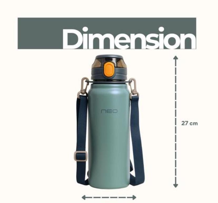 Ecoop Stainless Steel Insulated Water Bottle with Sipper - Hot & Cold Thermosteel Bottle with 304SS Insulation-Leakproof & Trendy Water Bottle For Kids & Adults 800ml