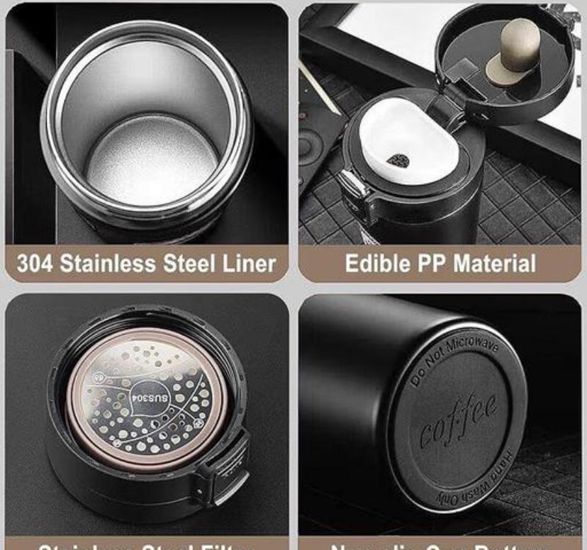 Stainless Steel Coffee Vacuum Flask Hot & Cold Thermos Bottle | Leak Proof Travel Mug | 300ml