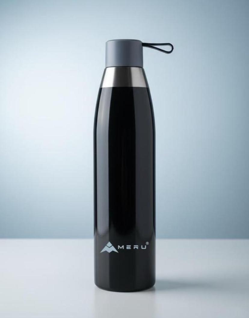 MERU WAVE GLOW BLACK SILVERdouble wall insulated water bottle hot and cold 900ml