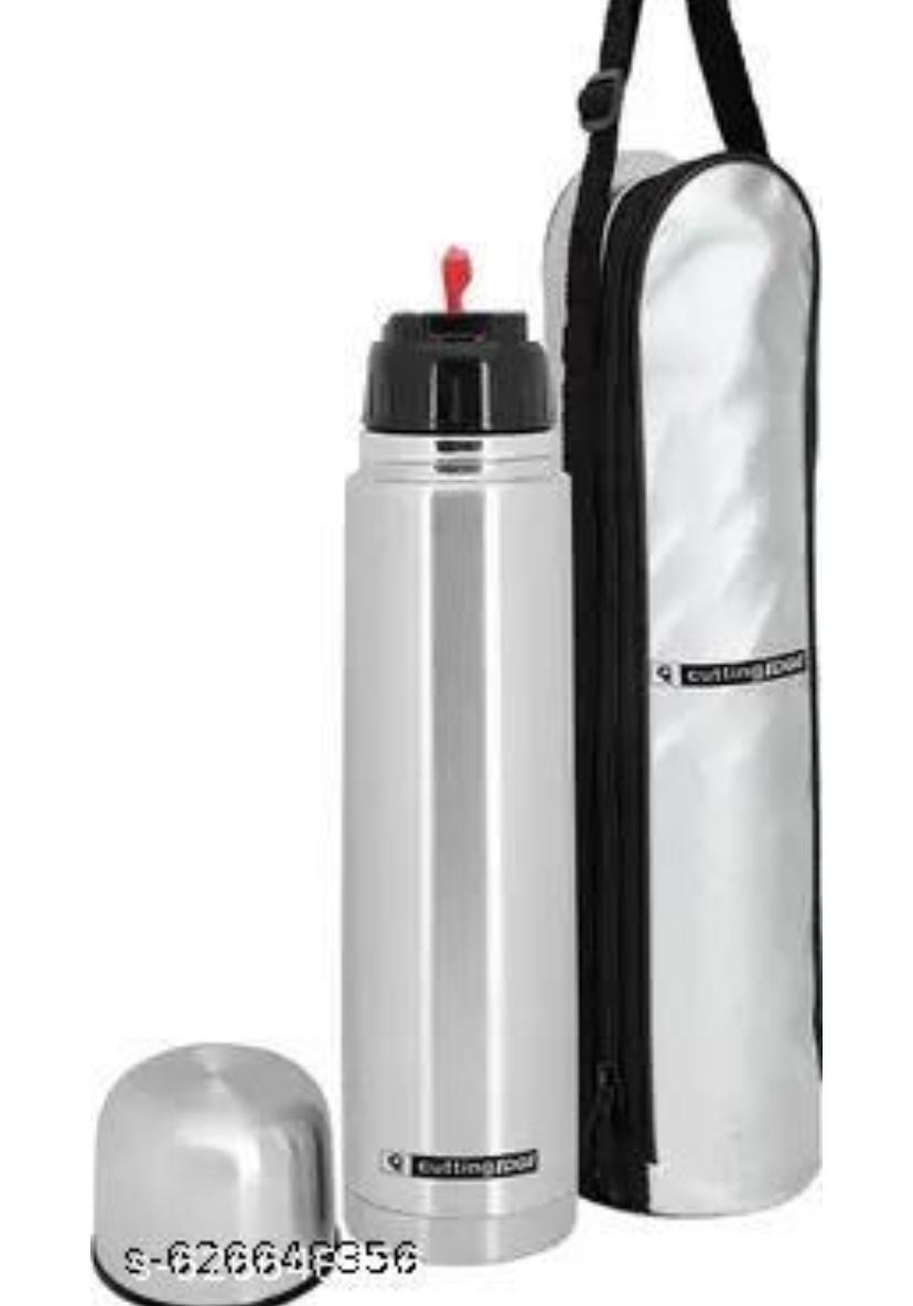 Thermosteel Water Bottle 1 Ltr , 24hr Hot and Cold | Leak Proof Lid , Certified | Vacuum Insulated | for Office , Gym School | Silver 5 Year Warrenty