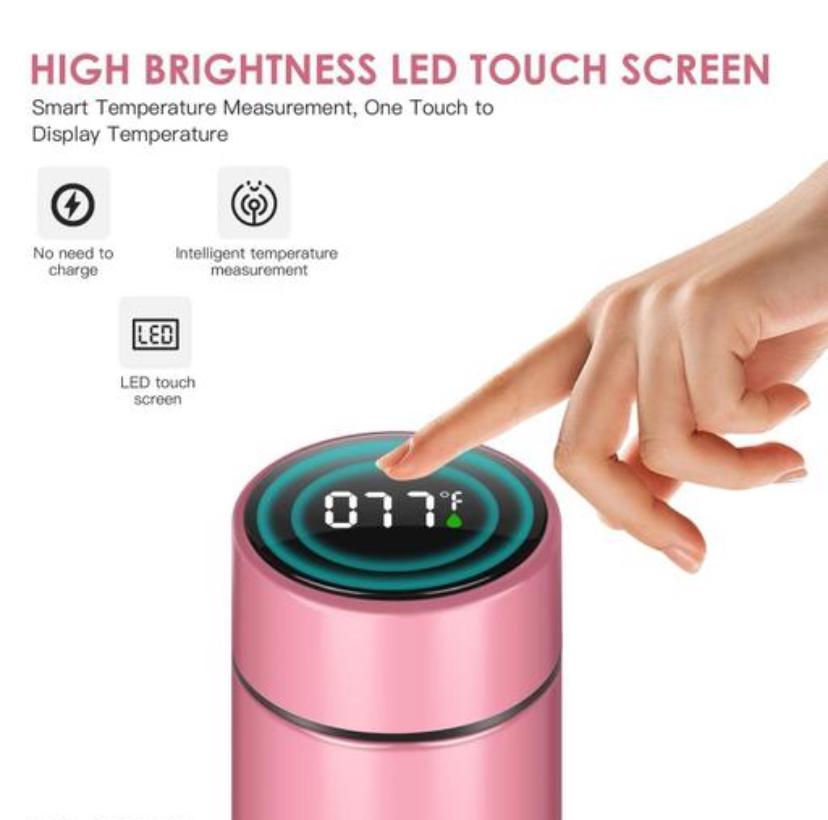 Water Temperarure Bottle 500ml Double Stainless Steel Wall Smart Flask Vaccum Insulated Water Bottel