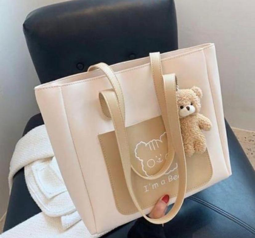 Cute "I'm a Bear" Tote with Plush Charm