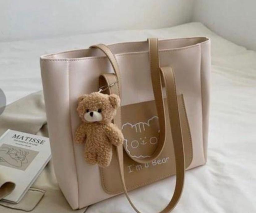 Cute "I'm a Bear" Tote with Plush Charm