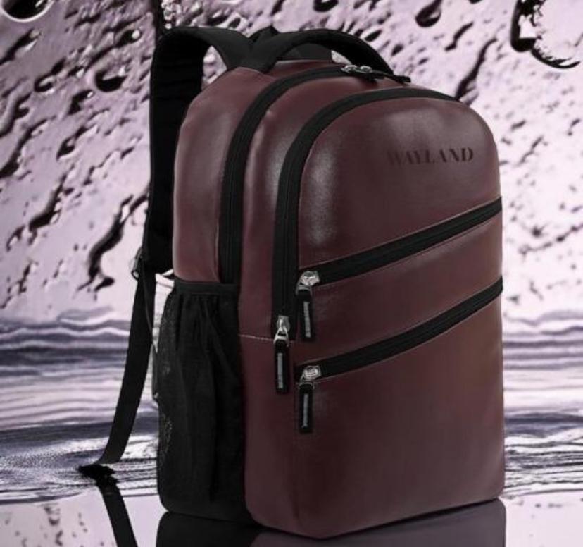 Attractive Brown Faux Leather Laptop Backpack Classic