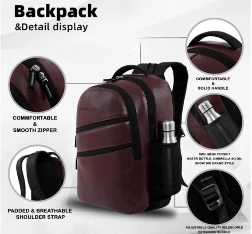 Attractive Brown Faux Leather Laptop Backpack Classic