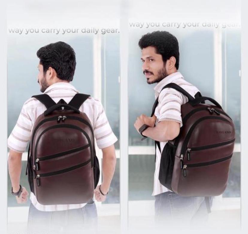 Attractive Brown Faux Leather Laptop Backpack Classic