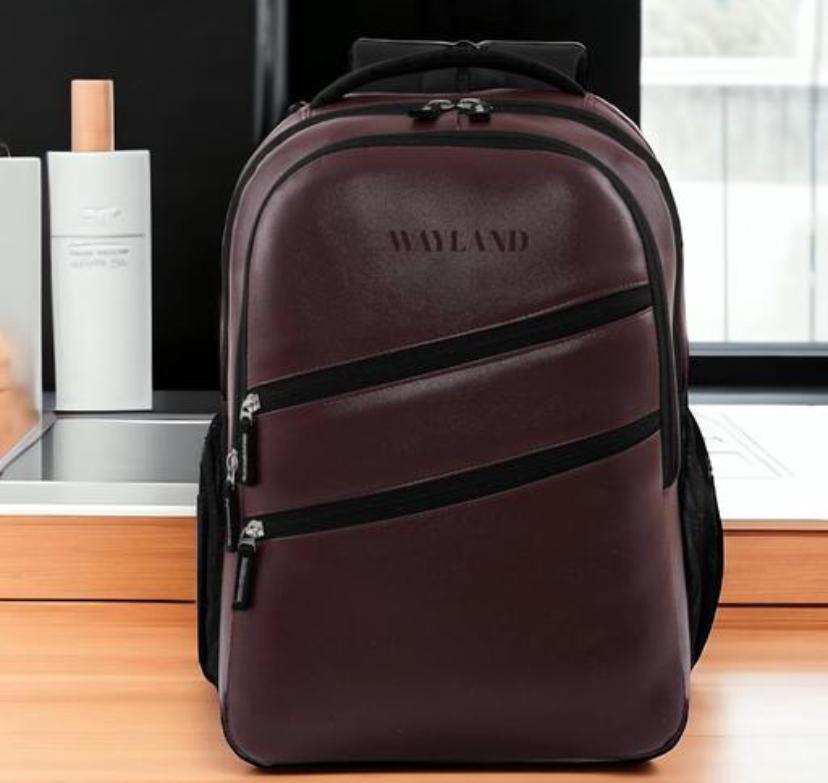 Attractive Brown Faux Leather Laptop Backpack Classic