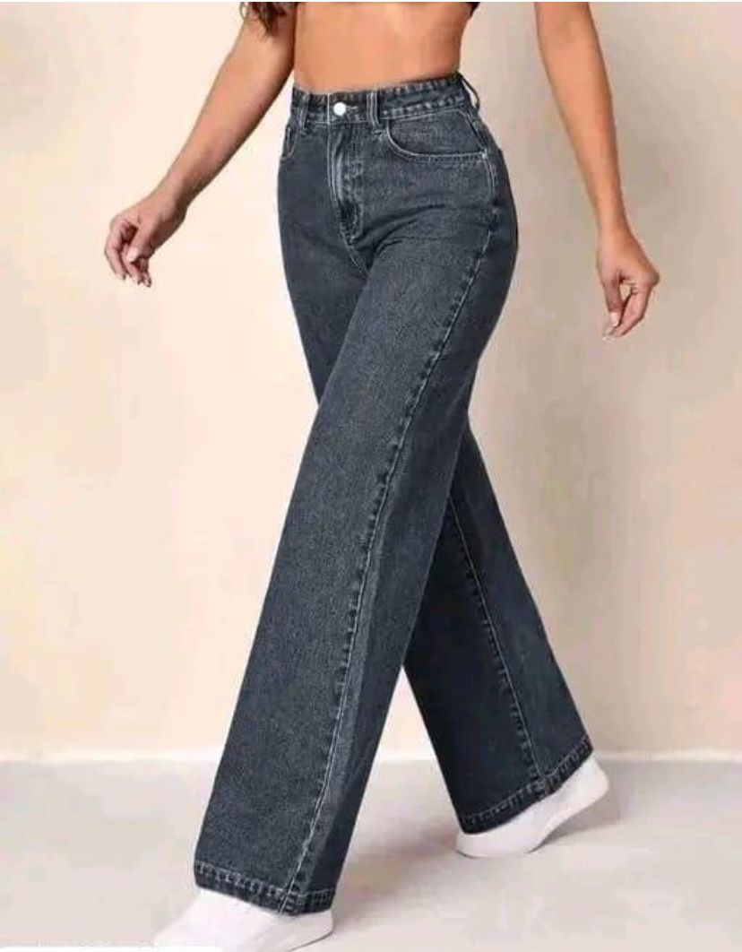 Wide Leg Grey Denim Jeans for Women