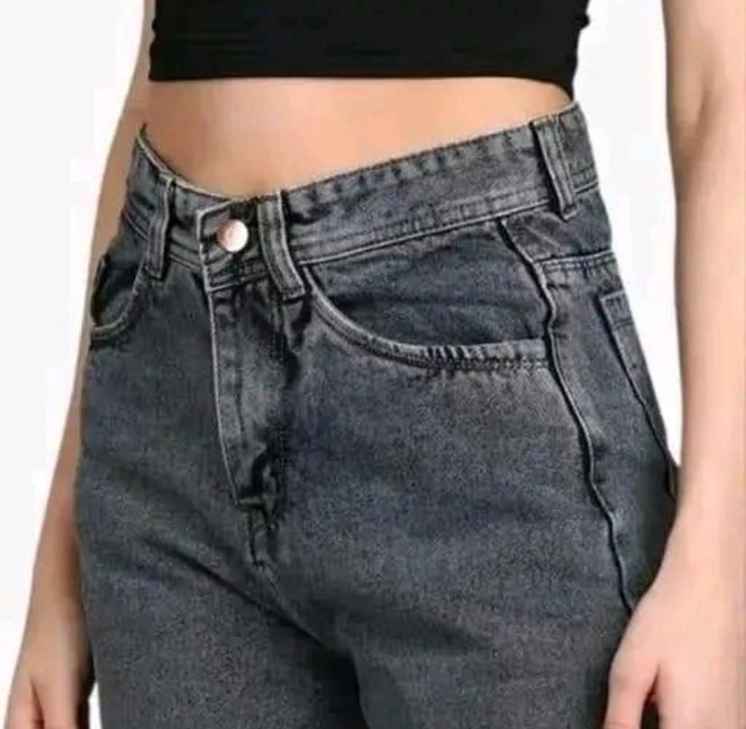 Wide Leg Grey Denim Jeans for Women