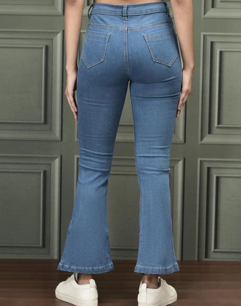 Trendy Women jeans Hight waist Stretchable Denim Bell bottom jeans