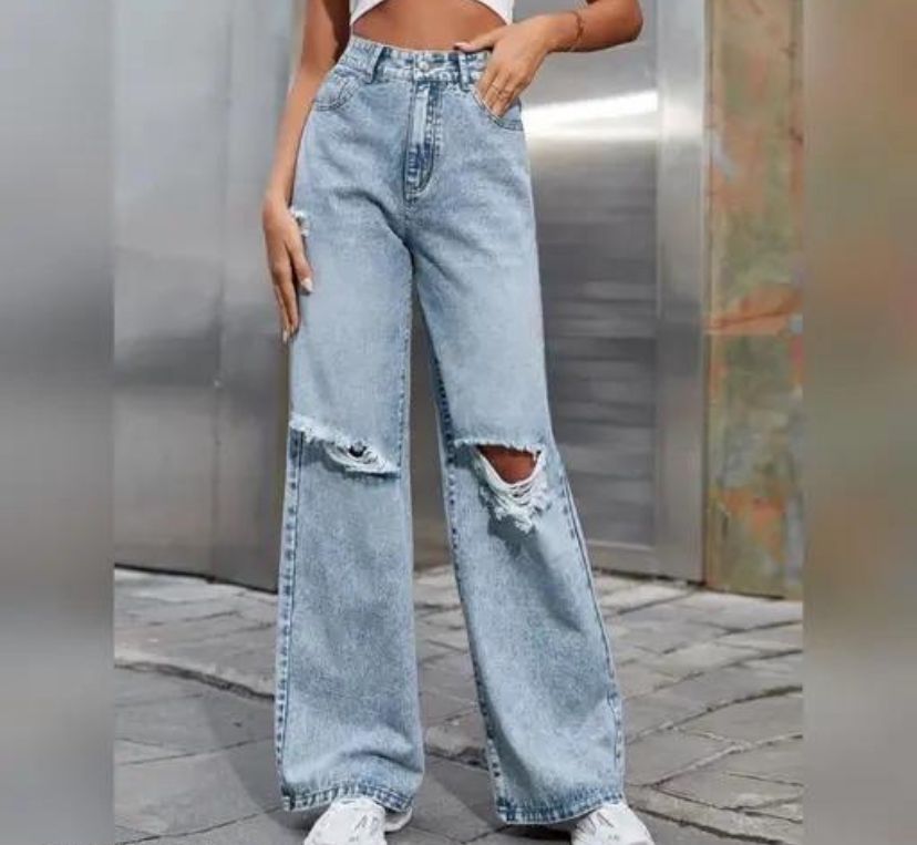 Women wide leg jeans- High-Rise