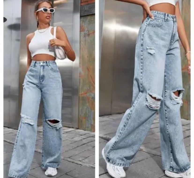 Women wide leg jeans- High-Rise