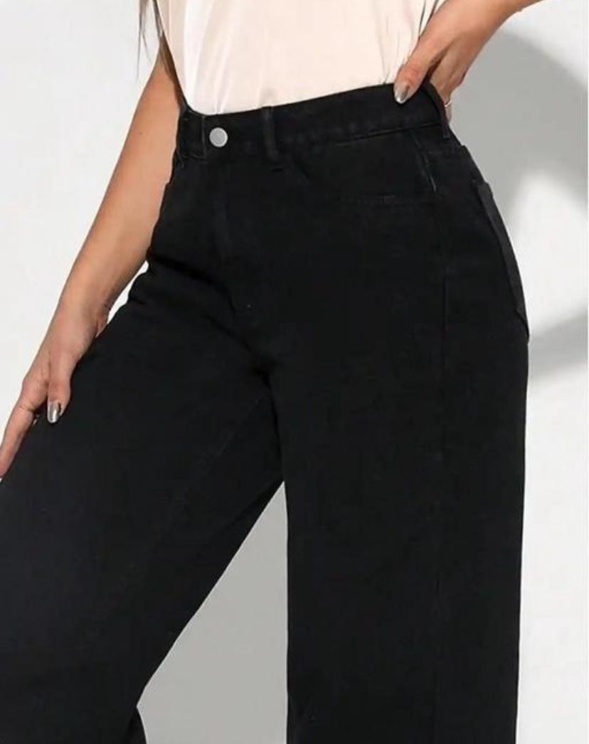 Trendy Black Jeans Straight for women
