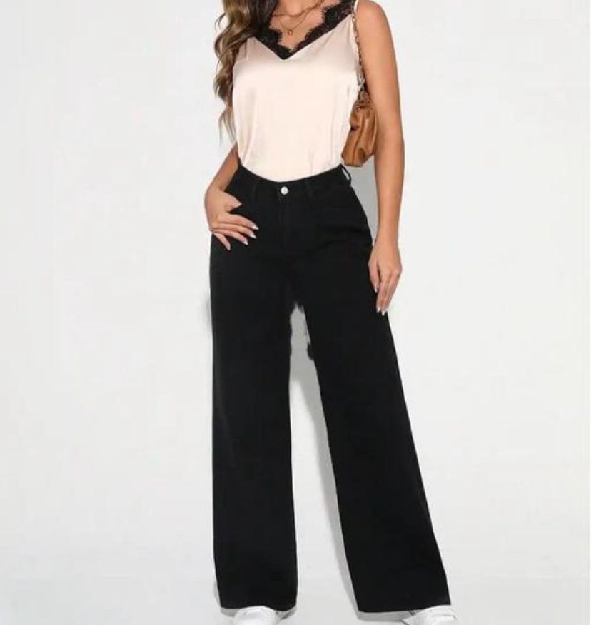 Trendy Black Jeans Straight for women