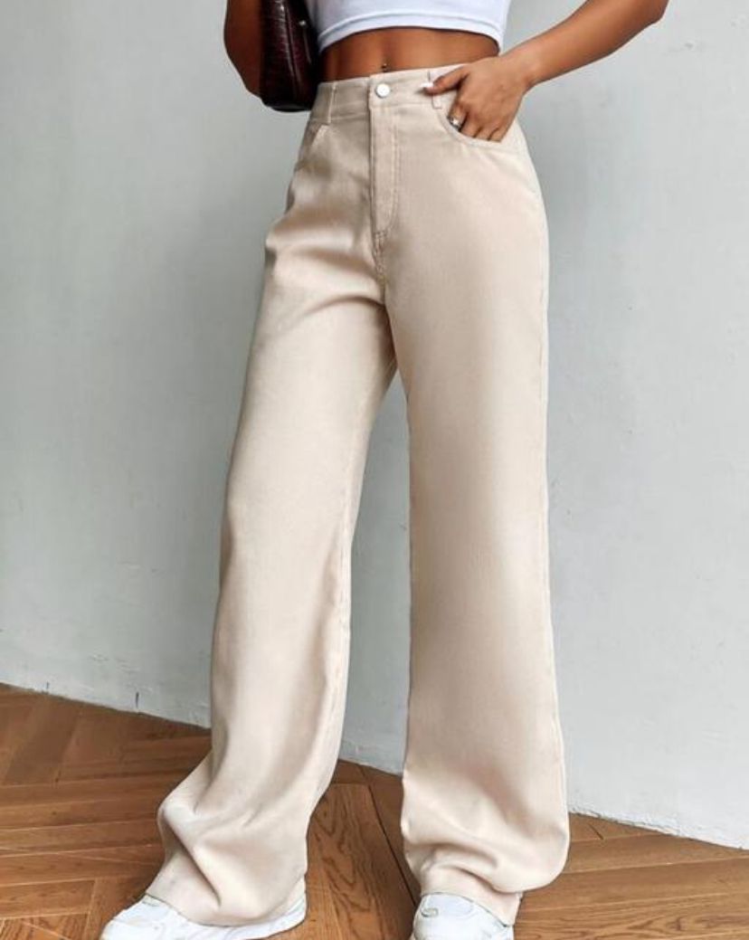 Cream Flared baggy jeans for women