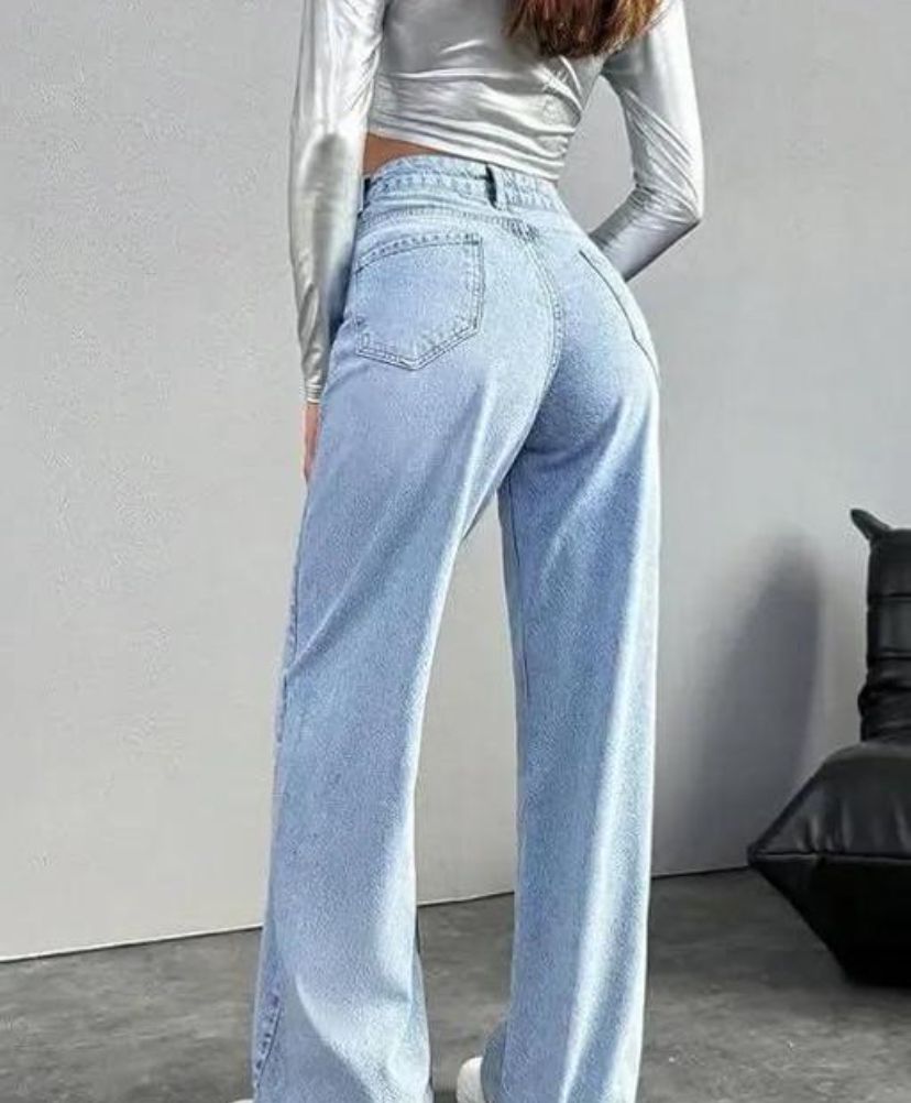 Women wide leg flared Bell bottom High rise Denim Jeans