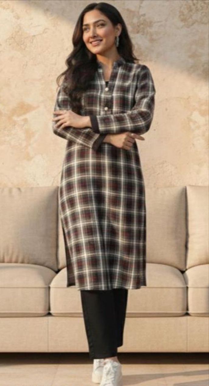 Elegant woolen kurti with trouser for women and girls for daily, office and festive wear