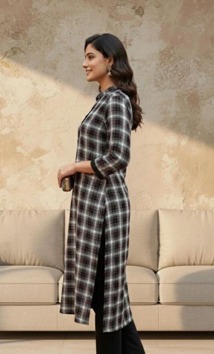 Elegant woolen kurti with trouser for women and girls for daily, office and festive wear