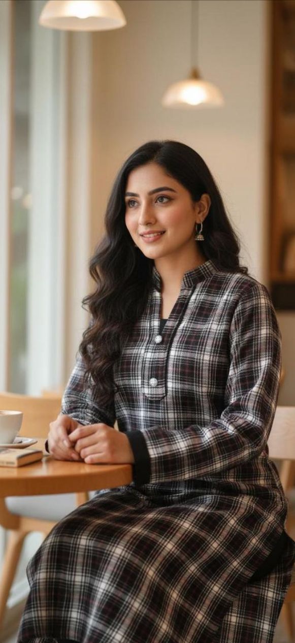 Elegant woolen kurti with trouser for women and girls for daily, office and festive wear