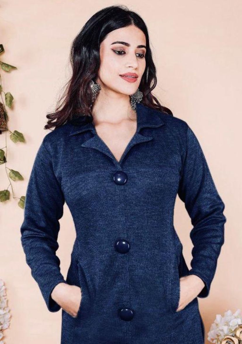 Knitted Woolen Kurta with Front Pockets