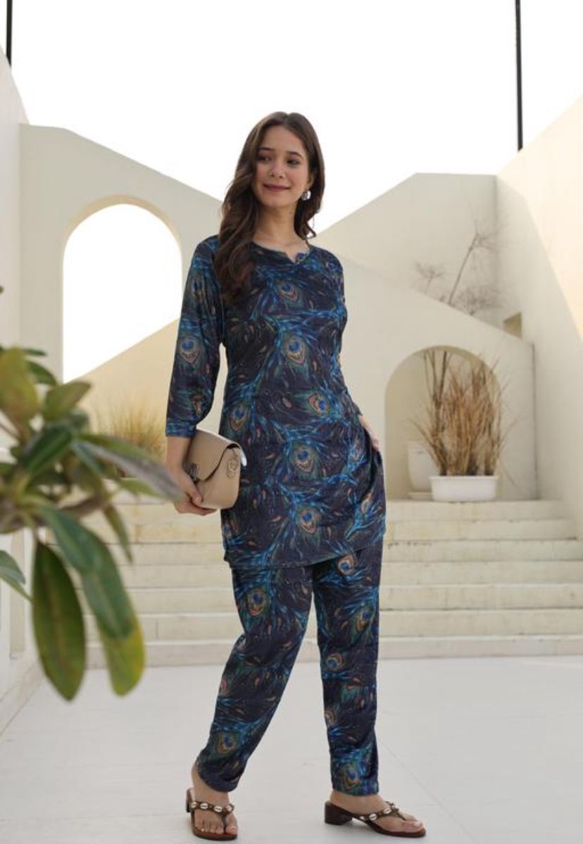 Velvet Woolen Cord Set | Woolen Top Bottom