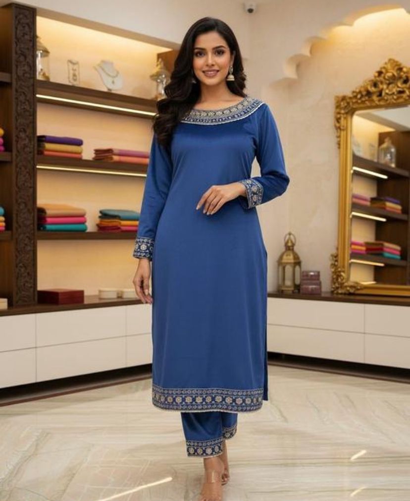 Velvet Kurti Pant set fasionable Trendy